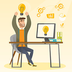 Image showing Creative excited businessman having business idea.