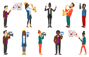 Image showing Vector set of media people and musicians.