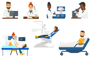 Image showing Vector set of doctor characters and patients.