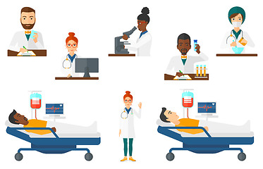 Image showing Vector set of doctor characters and patients.