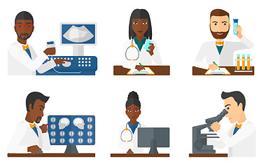 Image showing Vector set of doctor characters and patients.