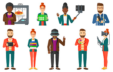 Image showing Vector set of people using modern technologies.