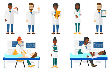 Image showing Vector set of doctor characters and patients.