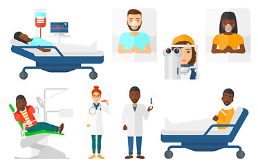 Image showing Vector set of doctor characters and patients.