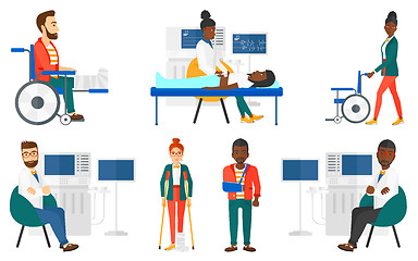 Image showing Vector set of doctor characters and patients.