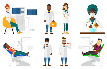 Image showing Vector set of doctor characters and patients.