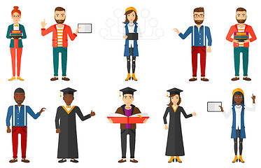 Image showing Vector set of graduate student characters.