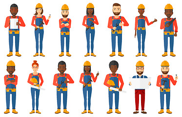 Image showing Vector set of constructors and builders characters