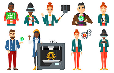 Image showing Vector set of people using modern technologies.