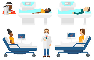 Image showing Vector set of doctor characters and patients.