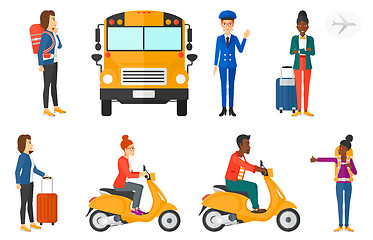 Image showing Transportation vector set with people traveling.