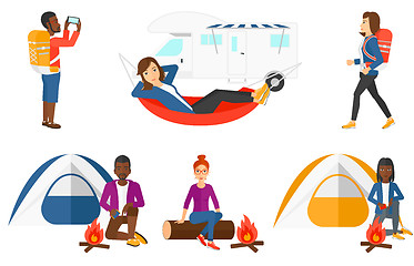 Image showing Vector set of traveling people.