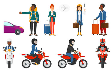 Image showing Transportation vector set with people traveling.