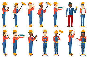 Image showing Vector set of constructors and builders characters