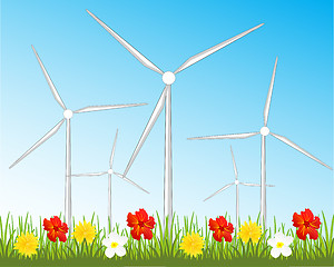 Image showing Wind generators on glade