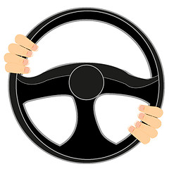 Image showing Steering wheel of the car