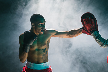 Image showing Afro american male boxer.