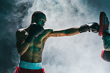 Image showing Afro american male boxer.