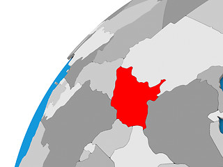 Image showing South Sudan on globe in red