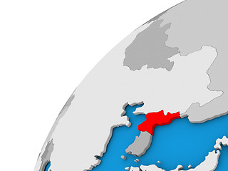 Image showing North Korea on globe in red