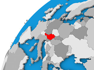 Image showing Austria on globe in red