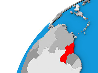 Image showing Guyana on globe in red