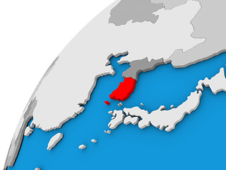 Image showing South Korea on globe in red