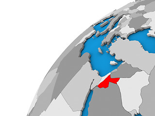 Image showing Jordan on globe in red