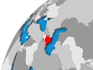 Image showing Azerbaijan on globe in red