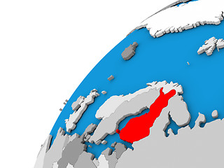 Image showing Finland on globe in red