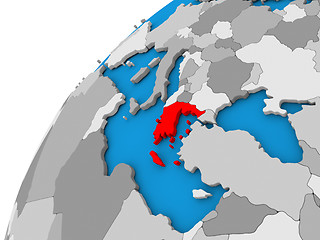 Image showing Greece on globe in red