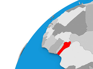 Image showing Benin on globe in red
