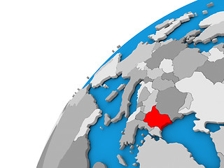 Image showing Bulgaria on globe in red