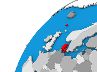 Image showing Denmark on globe in red