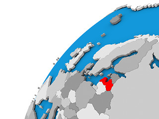 Image showing Latvia on globe in red