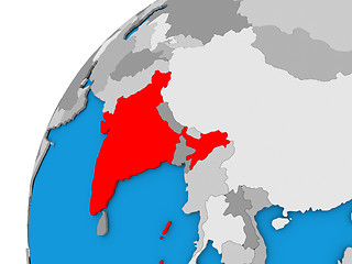 Image showing India on globe in red