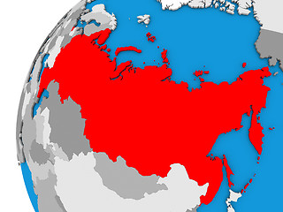 Image showing Russia on globe in red