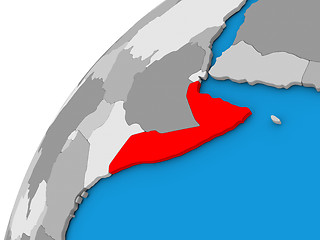 Image showing Somalia on globe in red