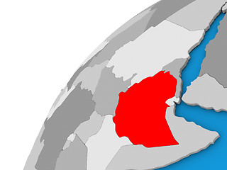 Image showing Ethiopia on globe in red