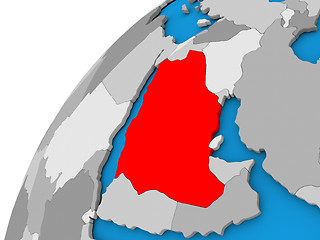Image showing Saudi Arabia on globe in red