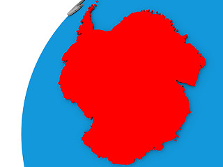 Image showing Antarctica on globe in red