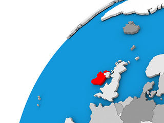 Image showing Ireland on globe in red