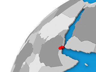 Image showing Djibouti on globe in red
