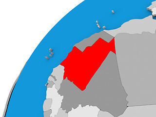 Image showing Mauritania on globe in red