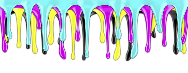 Image showing CMYK paint dripping