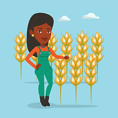 Image showing Farmer in wheat field vector illustration.