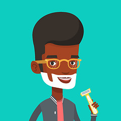 Image showing Man shaving his face vector illustration.