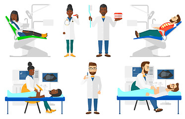 Image showing Vector set of doctor characters and patients.