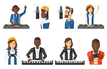 Image showing Vector set of musicians people characters.