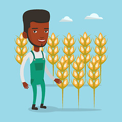 Image showing Farmer in wheat field vector illustration.